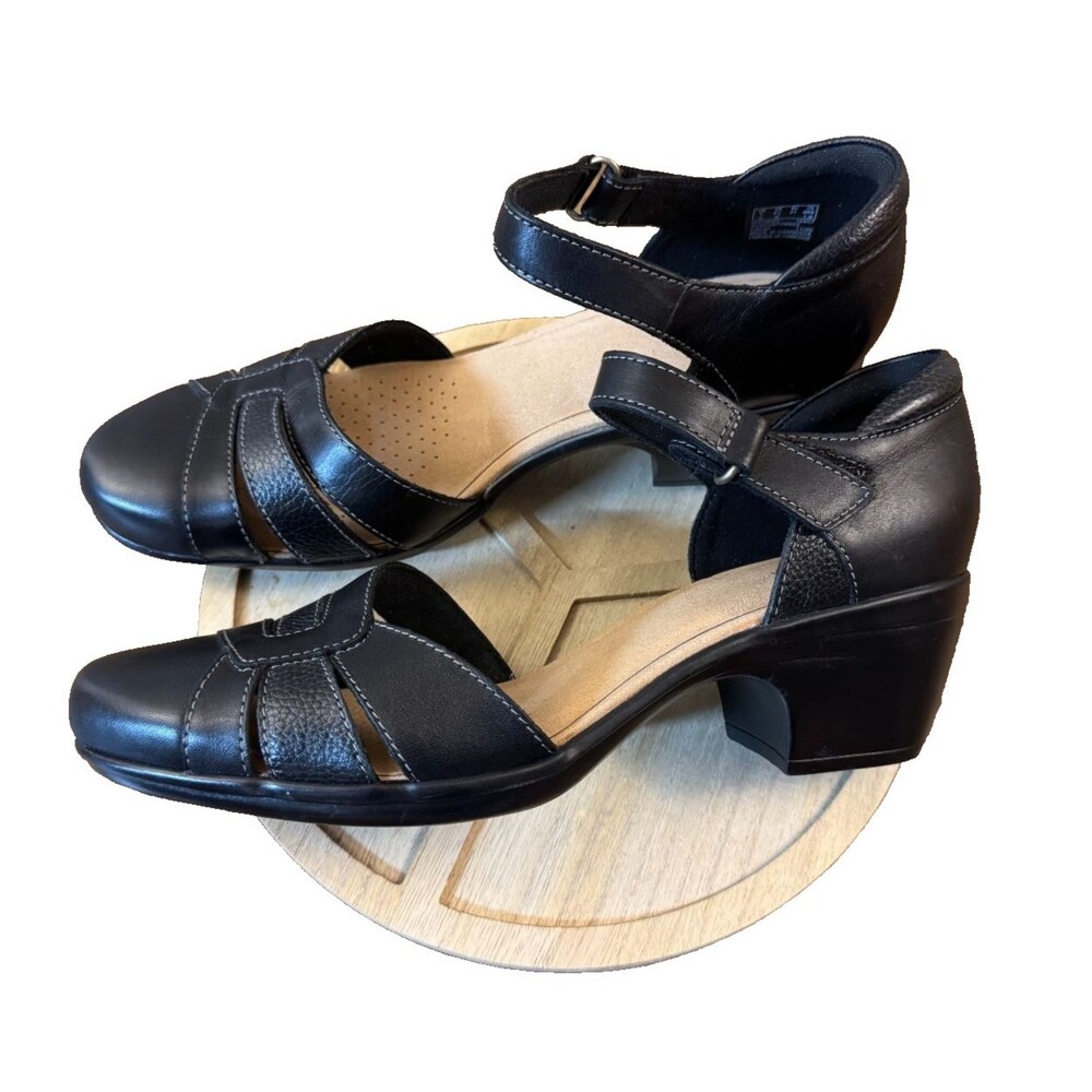 Clarks Collection Women's Black Shoes 9.5 9 1/2‎ M Emily Daisy Mary Jane Pumps
